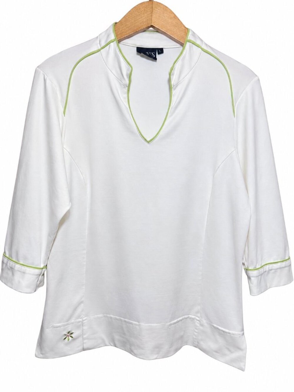Lily’s of Beverly Hills Tennis Top L White Green Tactel Made USA